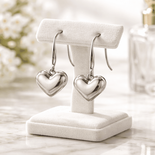 Pendientes de acero quirúrgico con colgante corazón | Elegantes e hipoalergénico