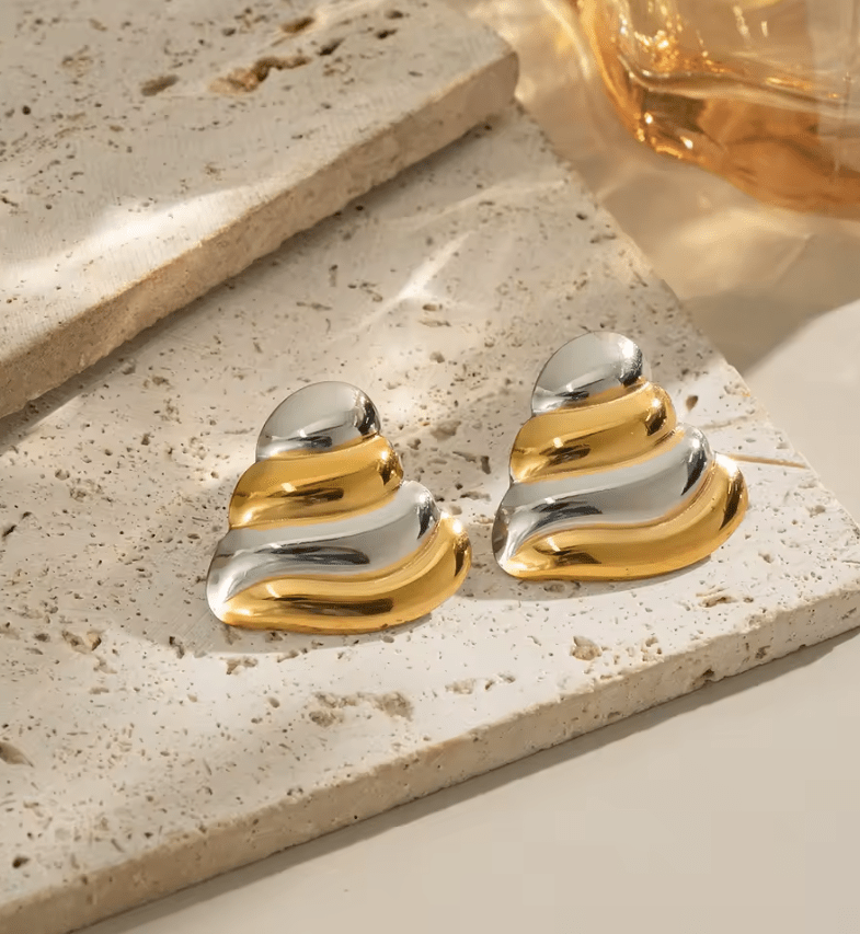 Pendientes de Acero Bicolor – Colección Dualidad