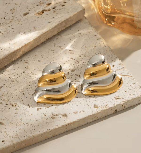 Pendientes de Acero Bicolor – Colección Dualidad