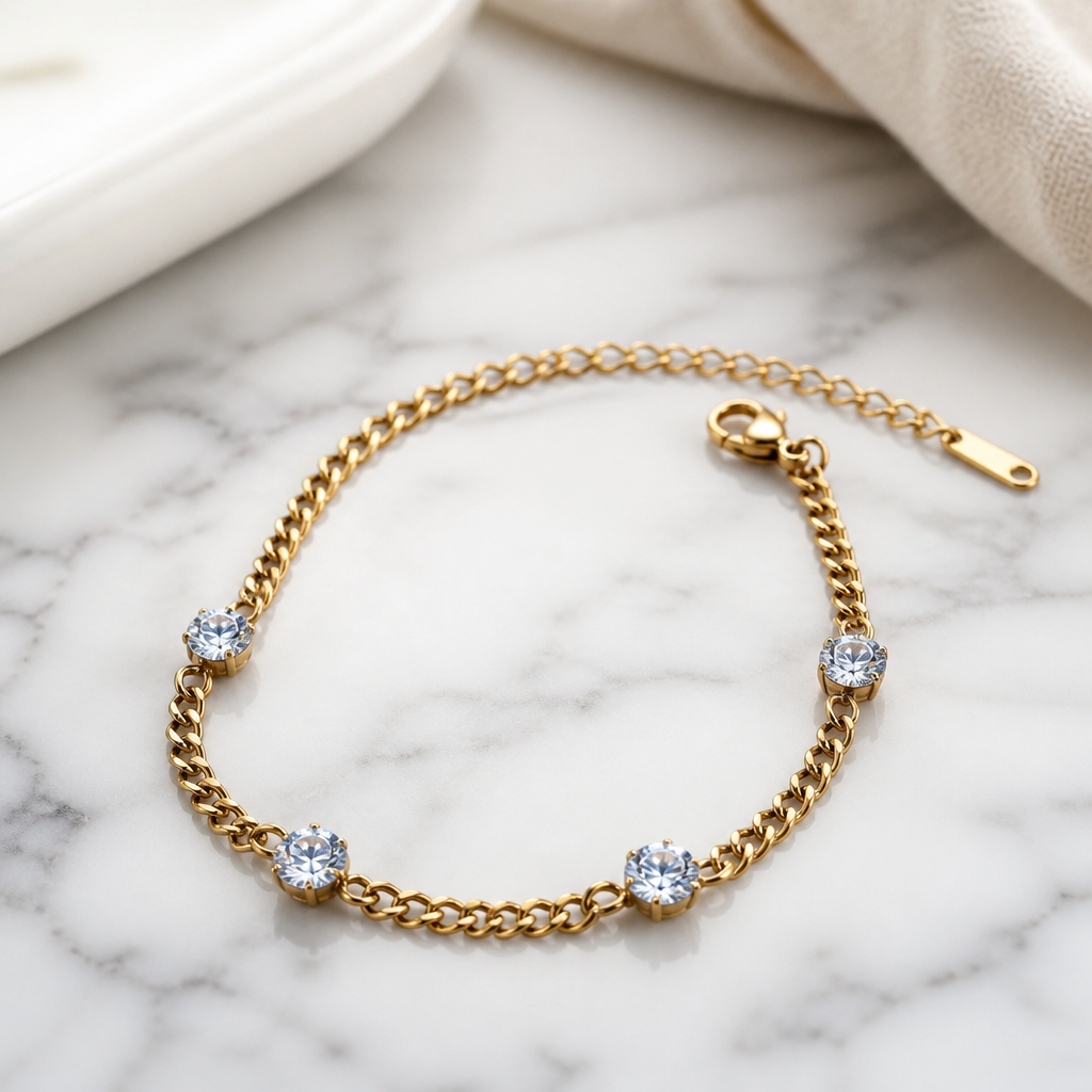 Pulsera Barbadita Stellar Glow - acero oro 18klt
