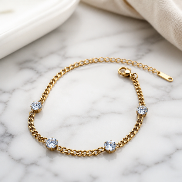 Pulsera Barbadita Stellar Glow - acero oro 18klt