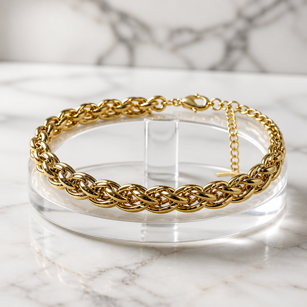 Pulsera Bizantina Aura Imperial -acero Oro 18k