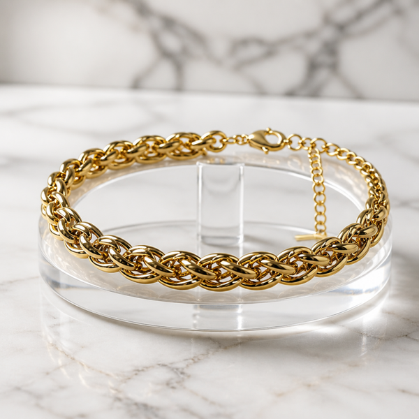 Pulsera Bizantina Aura Imperial -acero Oro 18k