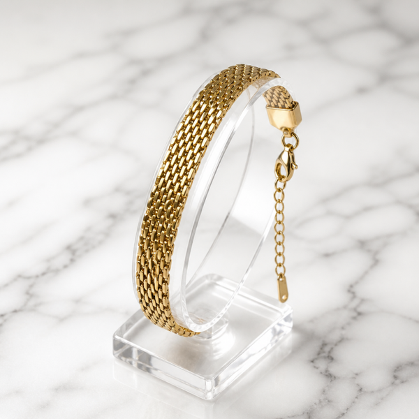 Pulsera de Malla Milán XL- acero Oro 18k