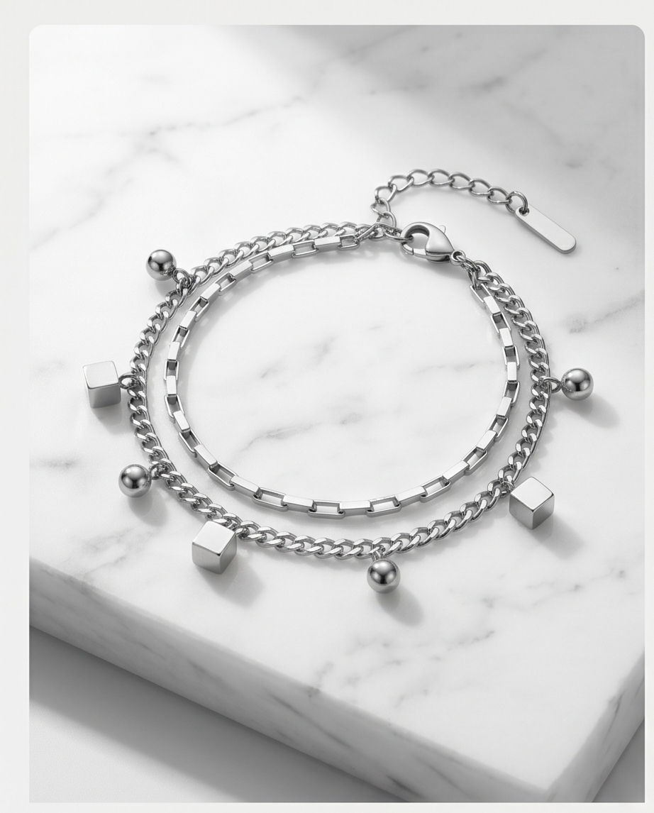 Pulsera Doble Cadena steel - Acero hipoalergénico