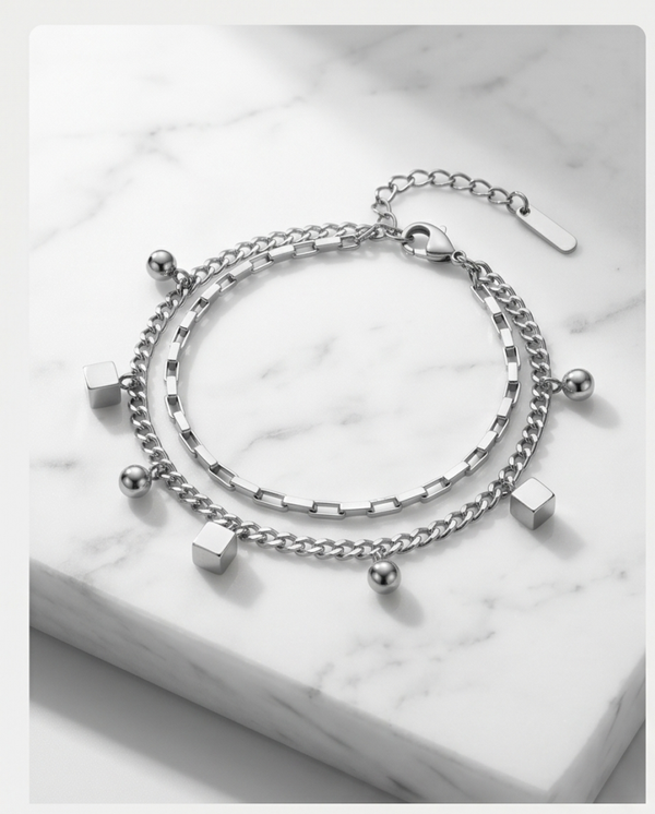 Pulsera Doble Cadena steel - Acero hipoalergénico