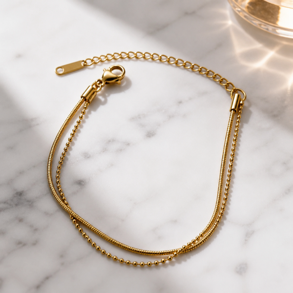 Pulsera Doble Duet Glow -acero Oro 18k