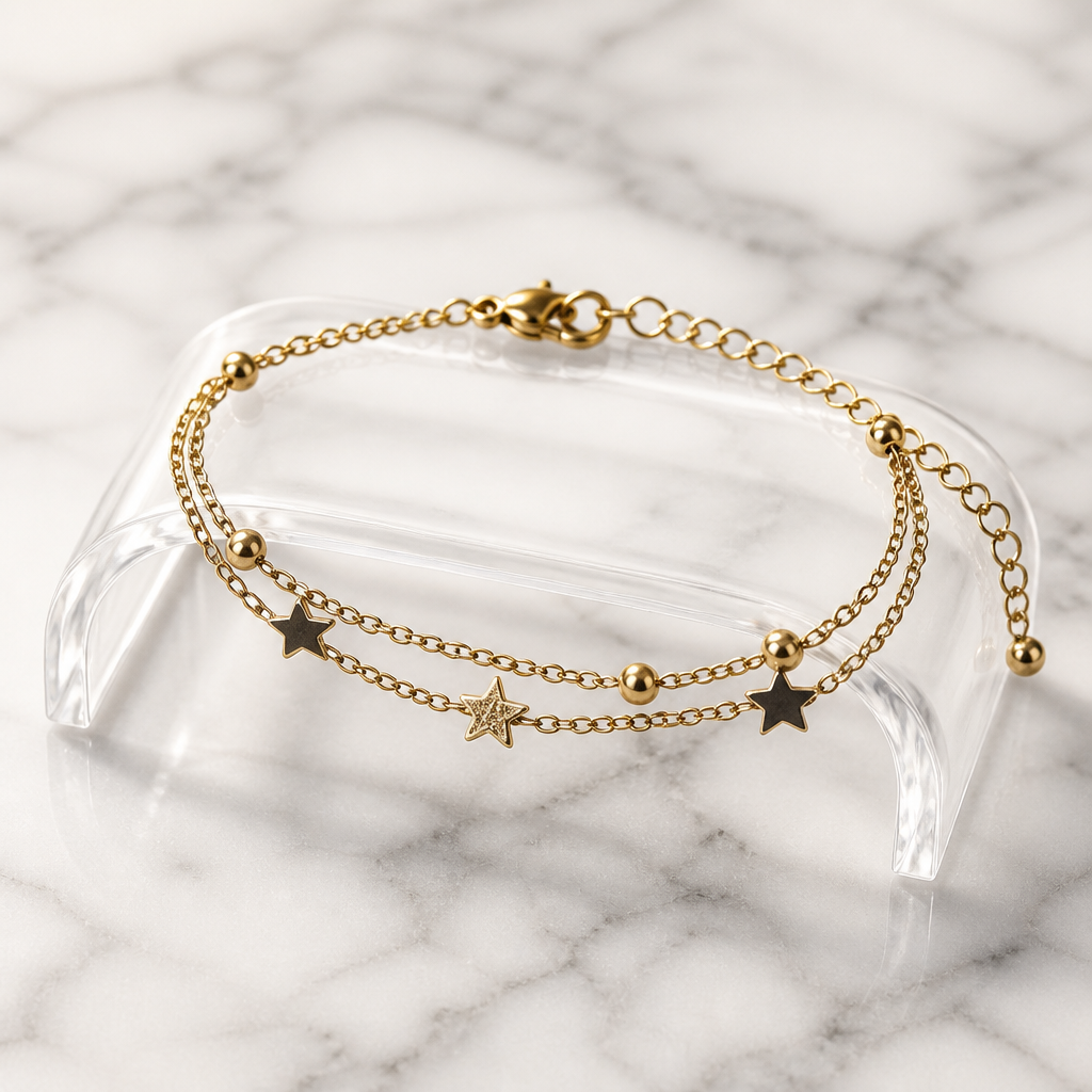 Pulsera Doble Stella Glow - acero Oro 18k