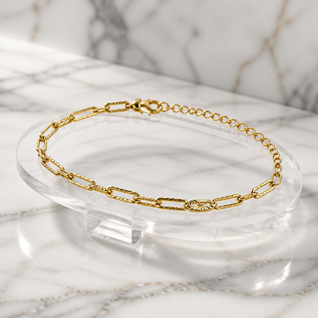 Pulsera Paperclip Diamond - acero Oro 18k