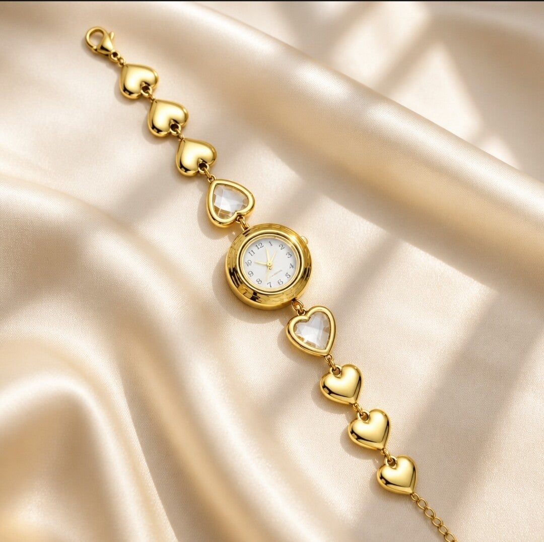 Pulsera Reloj de Mujer en Acero Quirúrgico Chapado en Oro 18K