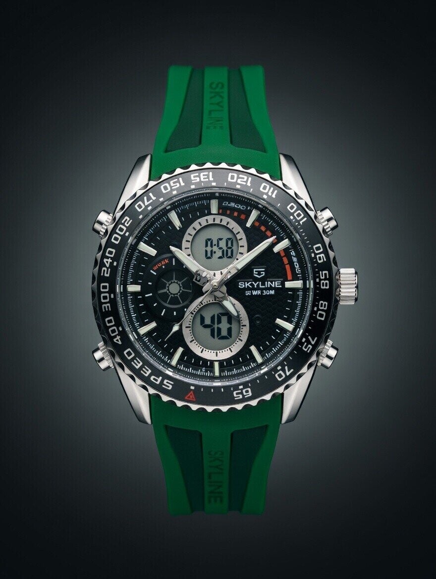 Reloj SKYLINE Analógico-Digital Deportivo – Correa Verde