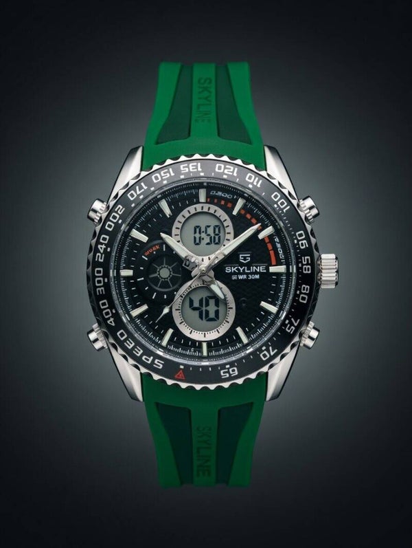 Reloj SKYLINE Analógico-Digital Deportivo – Correa Verde