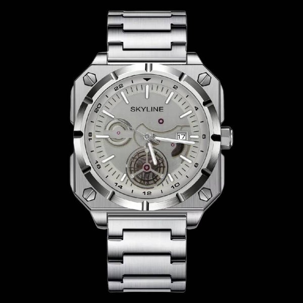 Reloj Skyline Gran Legado Acero Plata – Dial Blanco con Detalles Mecánicos