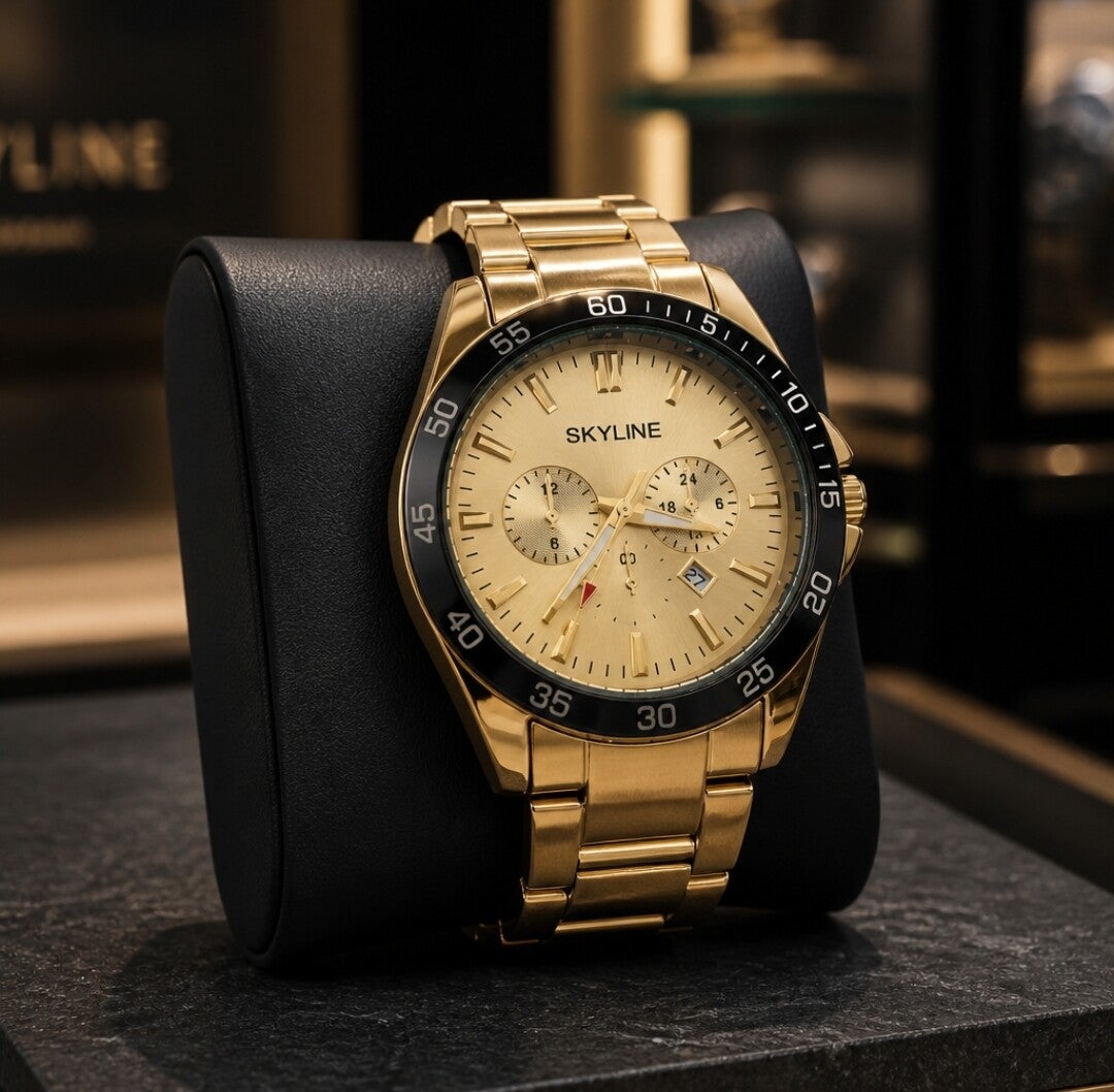 Reloj Skyline Gold Elite Hombre Dorado – Esfera Gold, Cronógrafo y Estilo Exclusivo