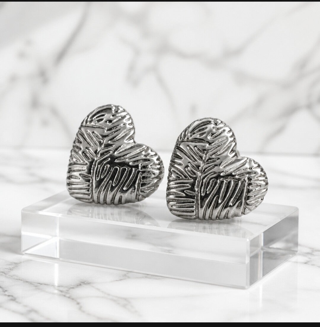 Pendientes Corazón Acero 316L – Diseño Texturizado Premium