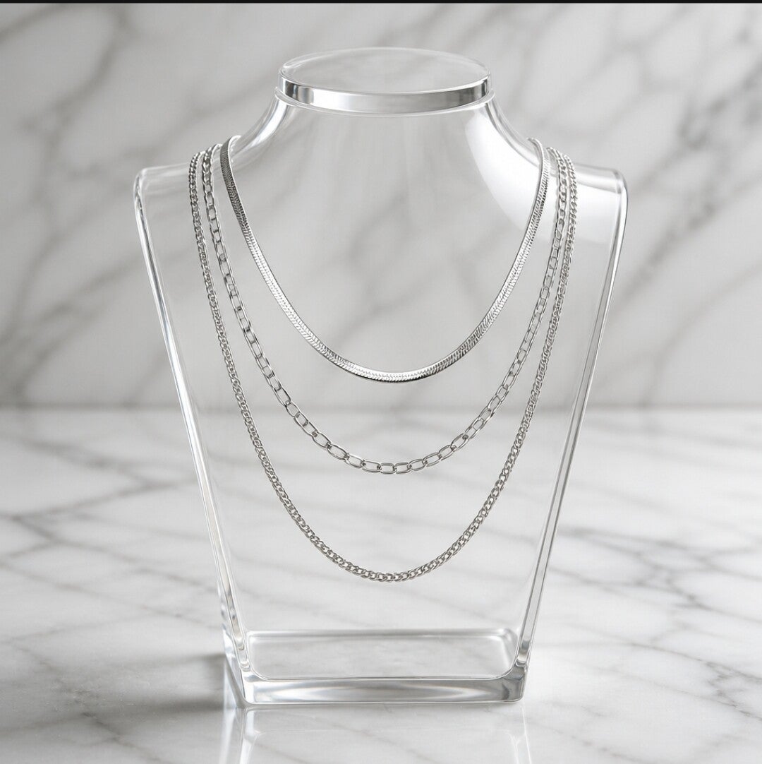 Set de Cadenas Triples "Silver Street" – Acero Quirúrgico 316L