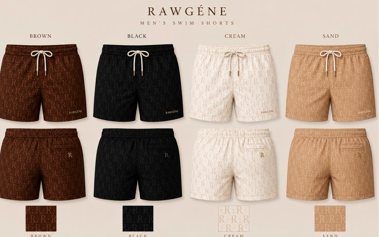 RAWGÈNE Mens Monogram Swim Shorts