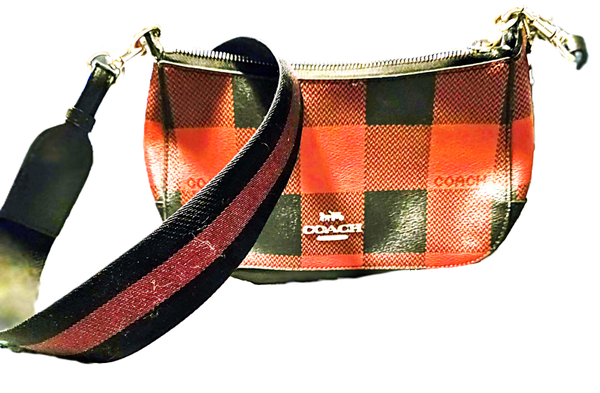 Coach Red and Black Plaid crossbody Bag