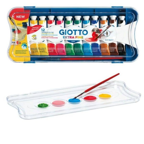 Giotto Tempera 12 Colori Pennello Punta Fine