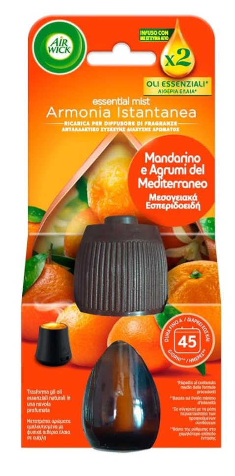 Air Wick Armonia Istantanea Ricarica Oli Essenziali Mandarino e Agrumi del Mediterraneo Bianca 20ml