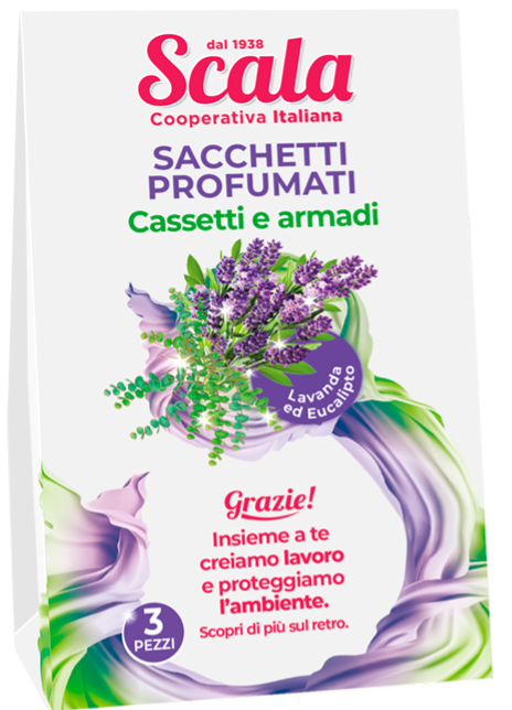 Scala Sacchetti Profumati Cassetti e Armadi 3pz 7g cad