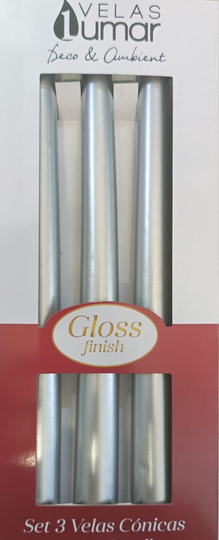 Velas Lumar Candele Silver Argento pz3