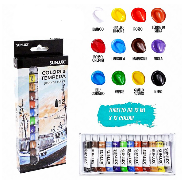 Sunlux Colori a Tempera 12 Colori