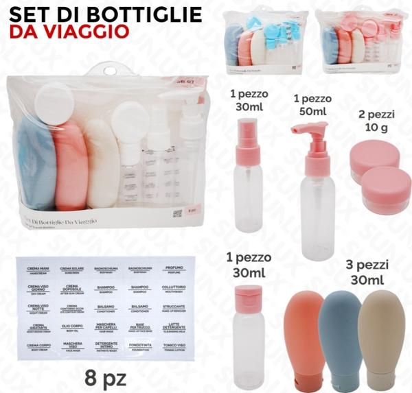 Sunlux Set di Bottiglie da Viaggio 8pz