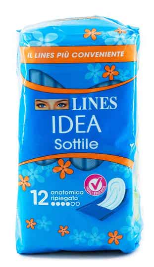 Lines Idea Assorbente Sottile Ripiegato Senza Ali 12pz
