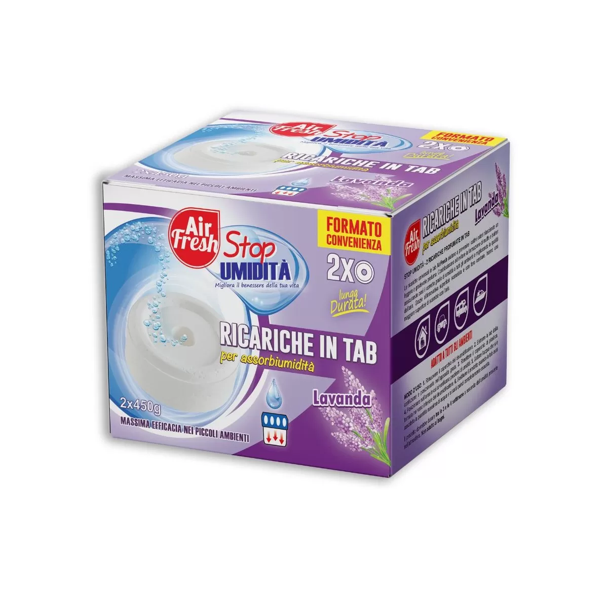 Air Fresh / Ariasana Stop Umidità Ricarica Tab Lavanda 2x450g - Assorbiumidità