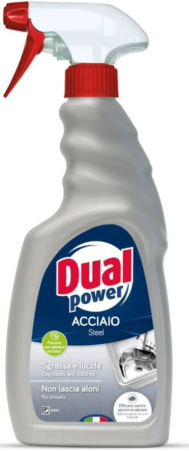 Dual Power Acciaio & Inox Spray 500ml - Sgrassa e Lucida - Anticalcare
