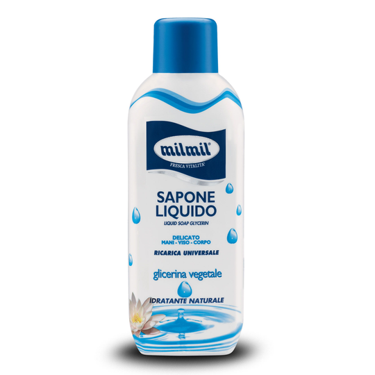 Mil Mil Sapone Liquido Glicerina Vegetale Ricarica Universale Mani Viso Corpo 1lt