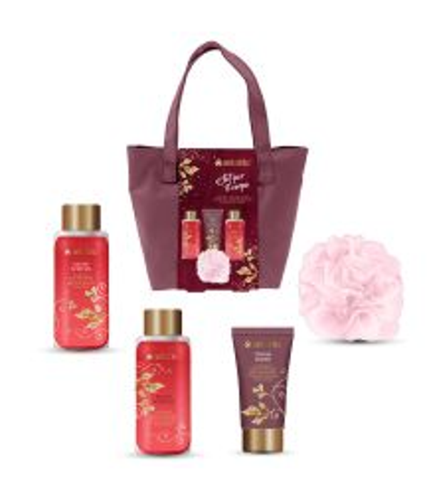 Setablu Set Corpo con Borsetta Bordeaux – Docciaschiuma, Bagnoschiuma e Crema Corpo alla Cannella