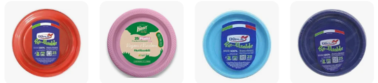Piattini in plastica Riutilizzabili 25pz Vari Colori