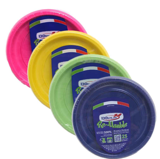 Piatti Colorati Vari Riutilizzabili 20pz