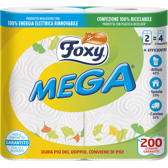 Foxy Mega Asciugatutto Carta Assorbente 2 Rotoli 2 Veli