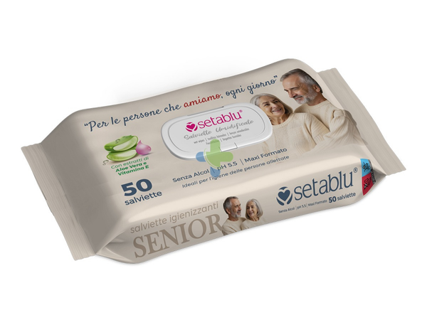 Setablu Senior Salviette Umidificate Con Aloe Vera e Vitamina E 50pz