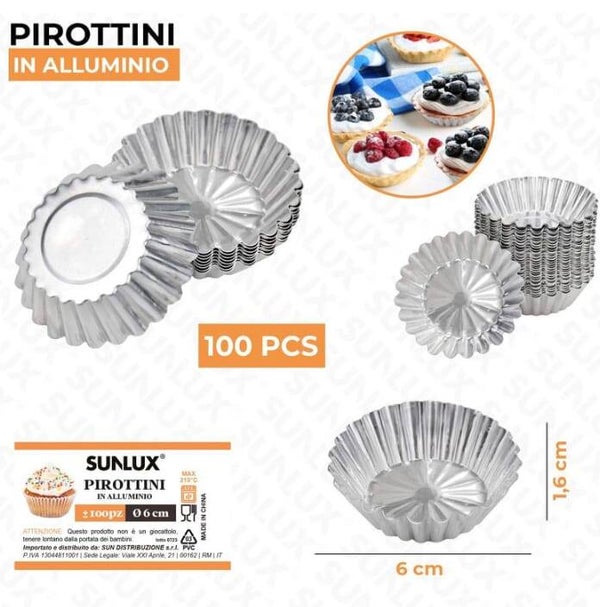 Sunlux Pirottini In Alluminio 100pz Diametro 6cm