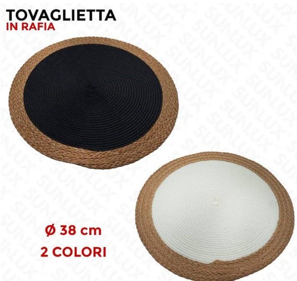 Sunlux Tovaglietta Tonda 38cm Rafia E Poliestere