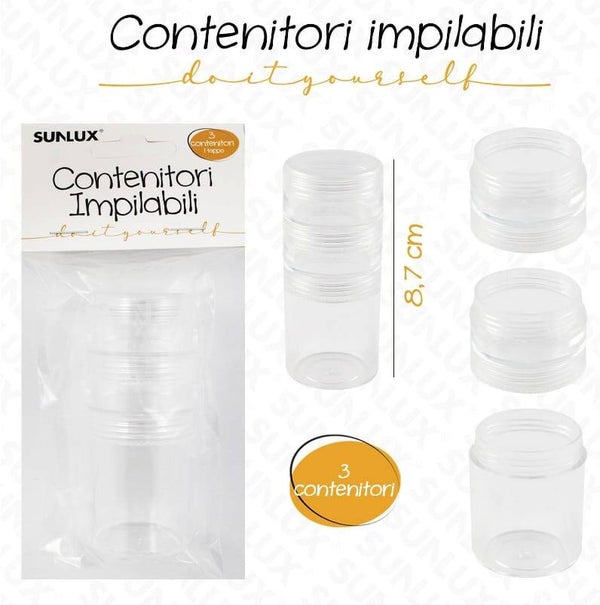 Sunlux Contenitori Impilabili 3 pz 1 tappo