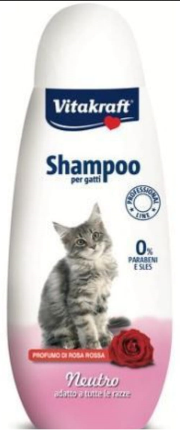 Vitakraft Shampoo Gatti adatto per Tutte le Razze Prof. di Rosa Rossa 250ml