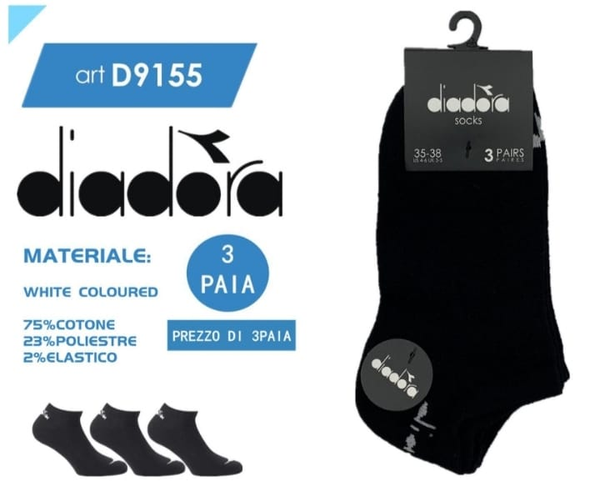 Diadora Fantasmino In Cotone Set 3 Paia Nero