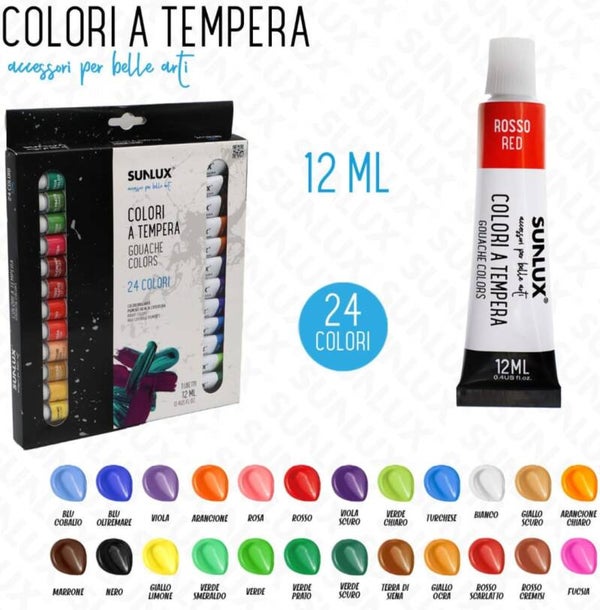 Sunlux Colori a Tempera 24 Colori