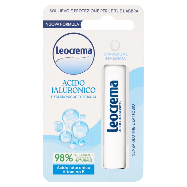 Leocrema Balsamo Labbra Vitamina E acido Ialuronico Senza glutine e senza lattosio 24h di idratazione
