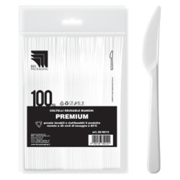 Bio Packaging Coltelli riusabili Bianchi 100pz