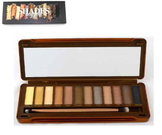 Face Complex 4 Shades Palette 12 Ombretti con Pennello Doppia Sfumatura Coffee