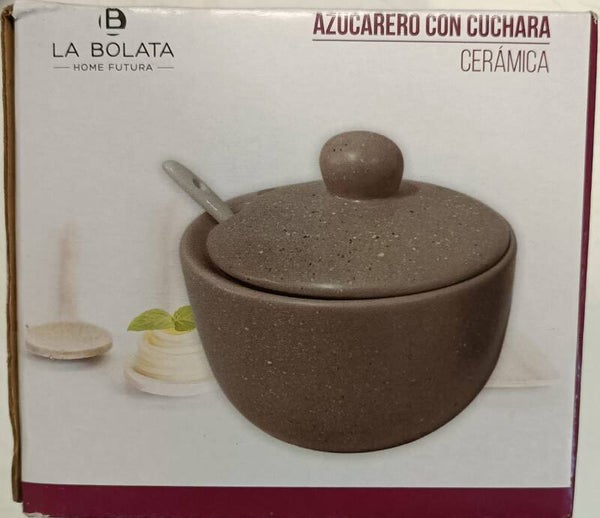 La Bolata Zuccheriera in Ceramica con Cucchiaio Grigio Chiaro