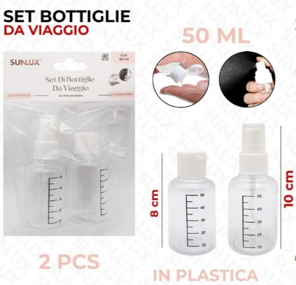 Sunlux Set Bottiglie da Viaggio 50 ml
