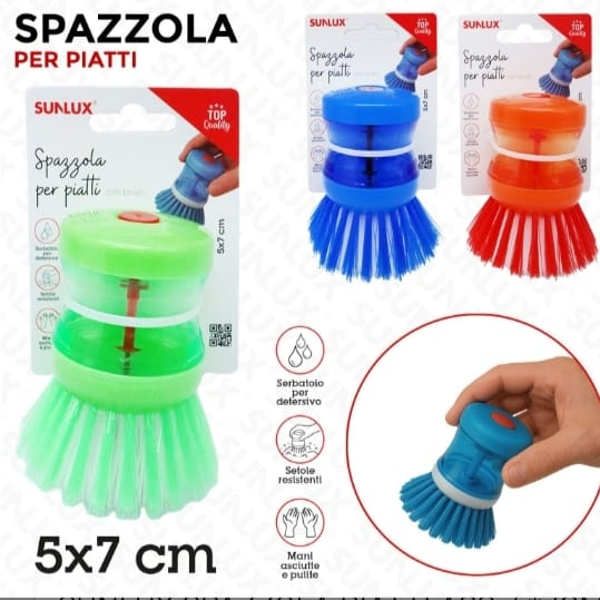 Spazzola per Piatti con Contenitore per Sapone 5 x 7 cm