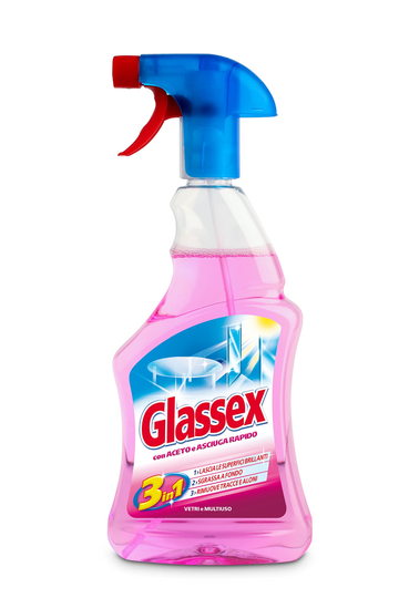 Glassex con Aceto Asciuga Rapido 3 in 1 Vetri e Multiuso 500 ml